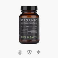 KIKI Health Organic Multi-Mushroom - 8 Funkcinių Grybų ekstraktų kompleksas- stipraim imunitetui, 60 vegkapsulių