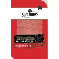 Karštai rūkyta kiaulienos nugarinė, sausai sūdyta, aukščiausia rūšis KLEBONIŠKA, 100 g