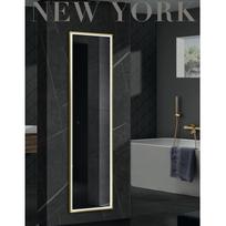 LEDIMEX NEW YORK veidrodis su led apšvietimu braižyto aukso spalvos rėmu 160x40cm