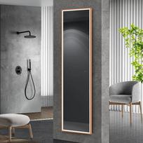 LEDIMEX NEW YORK veidrodis su led apšvietimu braižyto vario spalvos rėmu 160x40cm