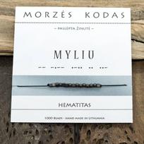 Juodo siūlo apyrankė Morzės abėcėle "Myliu". Juoda matinė.