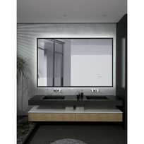LEDIMEX California veidrodis su Led apšvietimu 120x80 cm juodos matinės spalvos rėmu