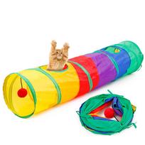 Sulankstomas kačių tunelis Road Cat žaislai Kitty Tunnel Pompon Ball Cat įvairiaspalvis