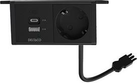Deltaco power panel, 1 socket, 1x21W A+C USB charger, GST18 connection (1902243)