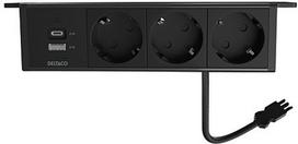 Deltaco power panel, 3 sockets, 1x21W A+C USB charger, GST18 connection (1902244)