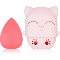 BrushArt Accessories Cutie Cat travel case with make-up sponge makiažo kempinėlė su kelioniniu dėklu