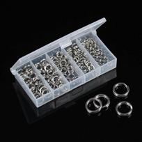 200 vnt. Nerūdijančio plieno suskaidytų žūklės žiedų masalo kietų kilpų įrankių rinkinys 1box 200pcs sidabras