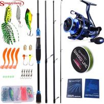 Spiningo meškerės ritės kombinacijos su 1,8 M/2,1 M nešiojamu spiningavimo kotu ir spiningo lyno masalais 1.8m Rod with 2000 Reel