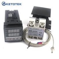 Dviejų skaitmeninių PID temperatūros valdiklio termostatų rinkinys REX-C100 SSR-40DA 2m K termopora