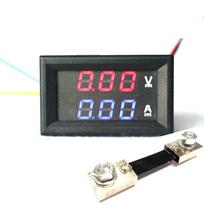 Nuolatinės srovės dviejų ekranų matuoklis Voltometras DC 100V/100A Dviejų spalvų LED voltmetras Ampermetras + 100A šuntas mėlyna