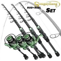 Meškerės kombinacijos Teleskopinė meškerė 14BB Metalinė spiningo ritė Meškerykotis ešerių upėtakių žvejyba 1.8M Rod&Reel 1000