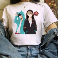My Hero Academia Bakugou Katsuki Izuku Midoriya Clipart Anime marginimas moteriški marškinėliai vasariniai Gatvės laisvalaikio tempimo ploni marškinėliai Basic Couple marškinėliai S balta