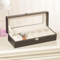 6 lizdai odinių laikrodžių laikymo dėžutės organizatorius Naujas mechaninis vyriškų laikrodžių ekrano laikiklio dėklas Juodas papuošalų dovanų dėžutės dėklas beige