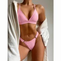 Push Up Moteriškas maudymosi kostiumėlis Moteriškas mikro bikinis Seksualus bikinio rinkinys Tvirtas paplūdimio aprangos dirželiai maudymosi kostiumėliai maudymosi kostiumėlis Brazilijos bikini S rožinė