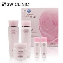 3W CLINIC Flower Effect Extra Moisturizing Skin Care 3 rinkinys (Tonikas + emulsija + kremas) pink