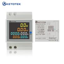 Din bėgio daugiafunkcis LED skaitmeninis energijos skaitiklis AC 40-300V 0-100A Ampermetras Voltmetras Volt Amper įtampos srovės matuoklis LCD ekranas
