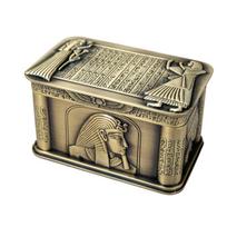 Vintage Egipto faraono metalo reljefinė papuošalų dėžutė Egipto dovanų laikymo dėklas Namų meno amatų dekoravimo organizatorius Karstas krūtinė gelsvai ruda