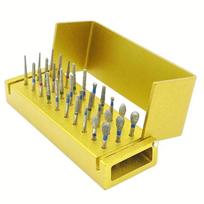 30vnt/komplektas Dental Deimantinis grąžtas Dezinfekavimas + Blokas didelės spartos rankinio instrumento laikiklis Aliuminis instrumentas dantų balinimui auksas