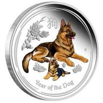 Australijos zodiakas gyvūnas Vilko šuns metai vilko šuo Sidabru padengtas dažytas atminimo medalis Amatų kolekcijos monetos