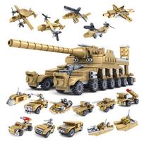 544vnt 16in1 karinio tanko statybiniai blokai super transporto priemonė lėktuvas sunkvežimis Automobilis laivas armijos plytos mokomieji žaislai vaikams