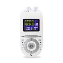 Nešiojamasis dviejų kanalų TENS ir EMS pulso masažuoklio raumenų stimuliatoriaus blokas 12 masažo režimų 40 balta