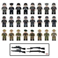 24vnt Antrojo pasaulinio karo Vokietija britų armijos kareiviai ginklas ginklas statybinių blokų rinkinys plytos modelis vaikams žaislai 4.5cm