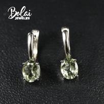 Natūralūs žalios spalvos ametisto auskarai, ovalūs 7*9 mm 925 sterlingo sidabro paprasto stiliaus, skirti moterims kasdien dėvėti subtilius papuošalus S žalia