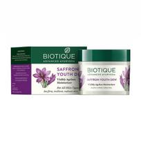 Kremas su šafranu: odos atjauninimas ir drėkinimas (50 g), Saffron Youth Dew Visbly Ageless Moisturizer, Biotique 10.475000000000001