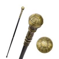Bronzinė prabangi vaikščiojimo lazda su apvalia rankena, skirta vakarėliui. no sword
