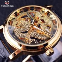 „Forsining“ naujas geriausias vyriškas laikrodis „Skeleton“ mechaninis „Mados tendencijos“ vyriškas laikrodis „Dragon“ auksas