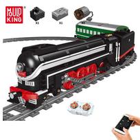 MOLD KING 12005 techniniai traukinio konstravimo žaislai vaikams Motorizuoti SL7 Asia Express traukinys su geležinkelio bėgių plyta Kalėdų dovana juoda