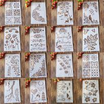 16 vnt. / partijos 26 cm geometrijos gėlių DIY sluoksniavimo trafaretai sienų tapybai iškarpų albumo dažymas reljefinis albumas Dekoratyvinis šablonas balta