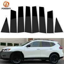 8 vnt. blizgus pianinas juodas durų langų apdailos stulpų stulpeliai, lipdiniai dangteliai, skirti Nissan X-Tail / Rogue 2014-2021