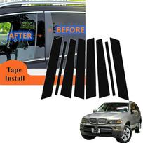 8 vnt. Automobilio durelių langų apdailos statramsčio statramsčio dangtelio lipdukai, skirti BMW X5 E53 2000 2001 2002 2003 2004 2005 2006 Auto Styling