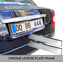 Chromo valstybinio numerio rėmelis ES dydis 2vnt 52x11 CM plokštės nerūdijančio plieno rėmas
