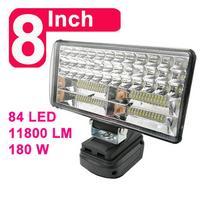 8 colių belaidė LED darbo lemputė su 2 USB, skirta Makita 14,4 V 18 V BL1430 BL1830 ličio jonų akumuliatoriaus lauko darbo lemputė
