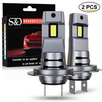 2vnt H7 Turbo LED lemputė mini automobilio priekinių žibintų lemputė H7 belaidės lemputės, skirtos automatiniam priekiniam žibintui su ventiliatoriumi 6500K 30000LM Balta 12V 14V