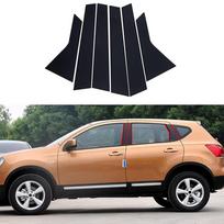 6 vnt. automobilio statramsčio stulpai, skirti Nissan Qashqai J10 2008-2013 durų langų apdailos lipdukų dekoravimo priedai