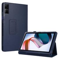 Skirtas Xiaomi Redmi Pad 10.61 Litchi tekstūros odiniam planšetinio kompiuterio dėklui su laikikliu tamsiai mėlyna spalva
