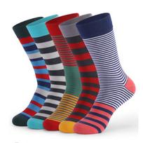 5 poros didelio dydžio vyriškos kojinės Karštas išpardavimas Standartinis verslo laisvalaikio naujos kojinės dryžuotos Happy Cotton Sokcs Spalvingos vyriškos ilgos kojinės Plius dydis EU38-46 EUR38-46 įvairiaspalvis