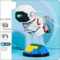 18361 Kosmoso astronautas Kosmininkas skristi Žemės žvaigždė LED šviesos modelis Mini deimantiniai blokeliai, plytos, statybinis žaislas vaikams be dėžutės