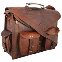 Naujas vyriškos tikros ožkos odos vintage ruda „Messenger“ nešiojamojo kompiuterio krepšio portfelis 11x15x5 ruda