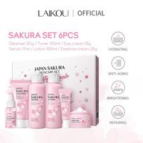 LAIKOU Sakura veido prausimosi serumas 6 vnt./rinkinys odos priežiūros dovanų dėžutė šviesinantis odos tonusą drėkinantis kremas nuo senėjimo 6pcs/Box