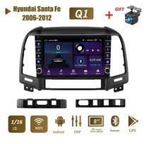 Automobilių radijo daugialypės terpės grotuvas skirtas Hyundai Santa Fe 2006-2012 su mygtuko rankenėle Android 2 Din stereo GPS galvos blokas 1+16GB 1+16GB