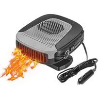 Automobilio šildytuvas 2 viename 12V 150W automobilio priekinio stiklo ventiliatorius su greito šildymo atitirpimu, skirtas automatinio keraminio šildytuvo ventiliatoriui automatiniame lizdo žiebtuvėlyje 15.24x12.7x7.62cm juoda