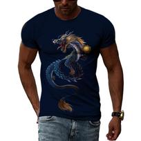 Vasaros mados Kinijos drakonas Vyriški marškinėliai 3D tendencija Kasdienis stilius Šaunus stilius marginti marškinėliai Hip Hop O formos iškirptės trumpomis rankovėmis 6XL black
