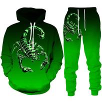 Naujos asmenybės Scorpion 3D Print Hoodie kelnių rinkinys vyrams/moterims Juokingas Helovino gatvės aprangos kostiumas, hiphopo 2 dalių sportinis kostiumas 5XL