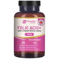 Folio rūgštis+ 400 mcg – Veganiškos tabletės su vitaminu B12 ir jodu nėštumo priežiūros priedu – palaiko imuninę sistemą ir motinos audinių augimą