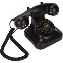 Retro laidiniai telefonai, klasikinis laidinis telefonas su ciferblatu, reguliuojamas garsumas, senovinis senovinis telefonas namų biuro dekoravimo mokyklai