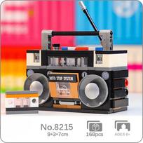 8215 Retro Boombox Kasetinis radijo Muzikinis Juostų grotuvas Mašinos modelis „Pasidaryk pats“ Mini kaladėlės Plytelės Statybinis žaislas Vaikams Be dėžutės